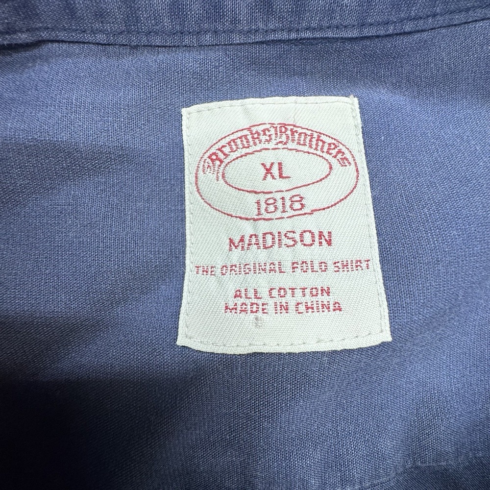 Brooks Brothers Button Up Shirt Men's XL Navy Blue Long Sleeve Polo Madison - Picture 3 of 7